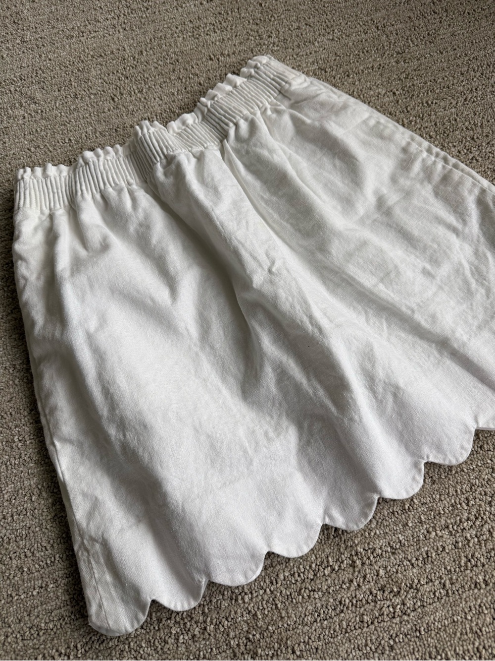 J Crew White Scalloped Hem Elastic Waist Skirt